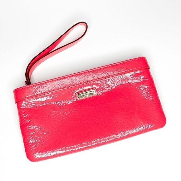 🍋 Kate Spade • LIKE NEW! Wristlet Handbag in Textured Coral Patent Leather - Picture 1 of 7
